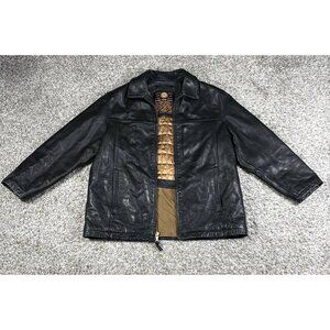 Marc New York Leather Jacket Mens L Black Full Zip Andrew Marc Coat